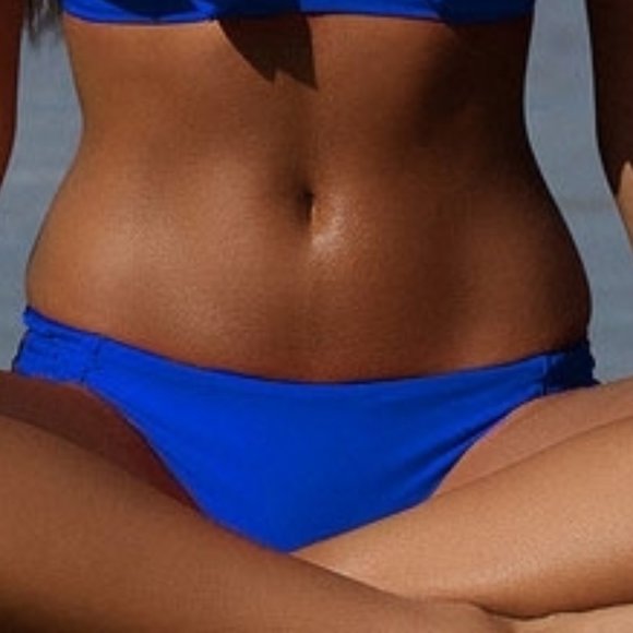 Solid Ruffled Bikini Set Blue sz L and XL NEW - Picture 3 of 8